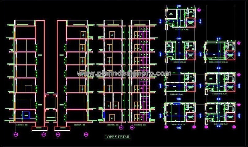 Lift Lobby Design DWG for Multi-Storey Buildings