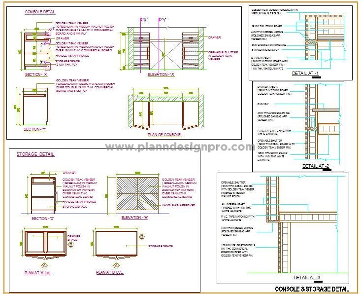 Low Height Storage Cabinet CAD with Table Top & Drawer Detail