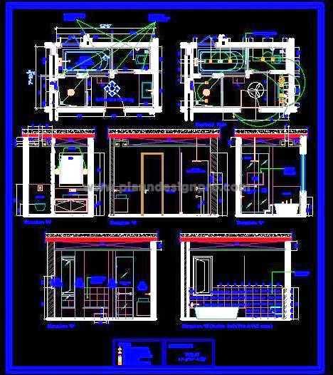 Luxury Bathroom CAD Drawing for Residential & Hotels 12'x8'