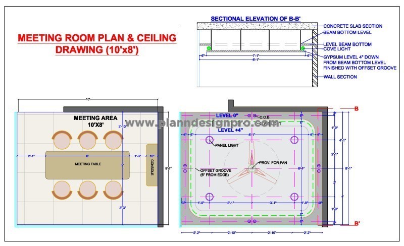 Meeting Room Layout and Ceiling Design in AutoCAD