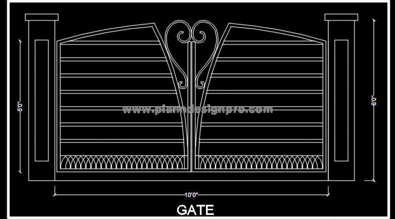 Modern Entrance Gate Free CAD Block - Elevation Design