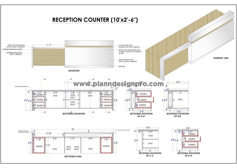 Modern Office Reception Desk DWG Files