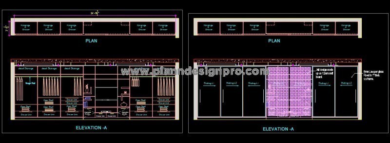 Modern Sliding Wardrobe with TV Unit - AutoCAD DWG