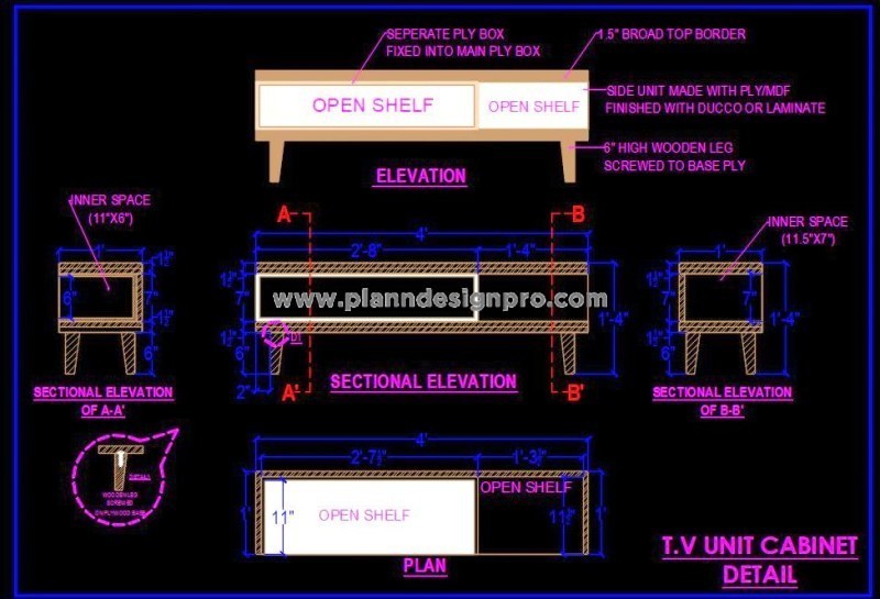 Modern TV Unit CAD DWG Detail