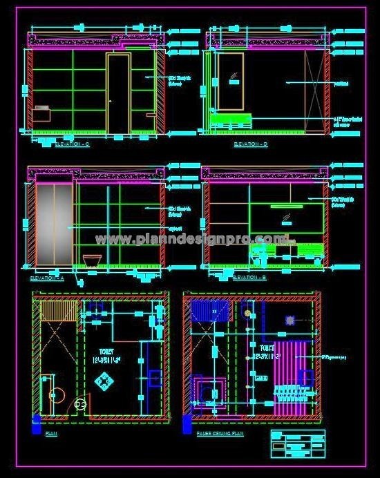 Modern Toilet with Dressing Area 12'x11' - AutoCAD DWG Design