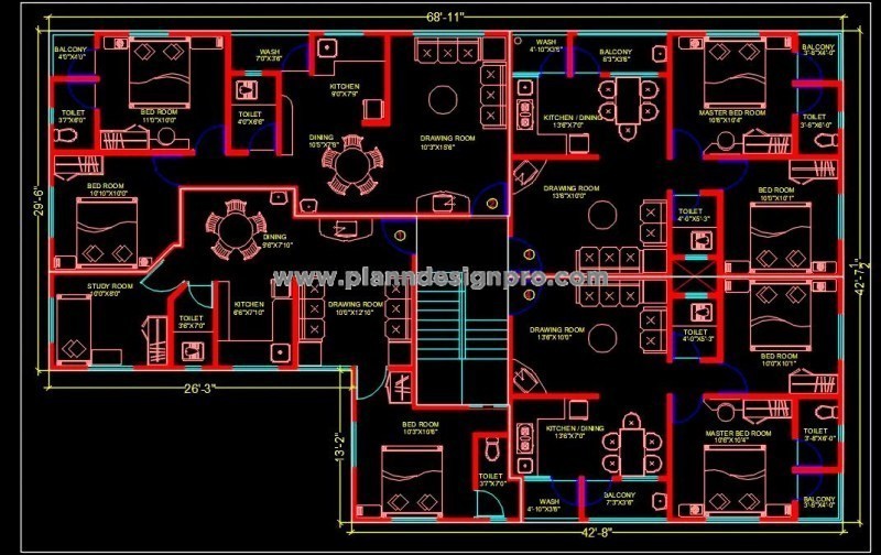 Multi-Family Residential Building- Autocad Architecture DWG