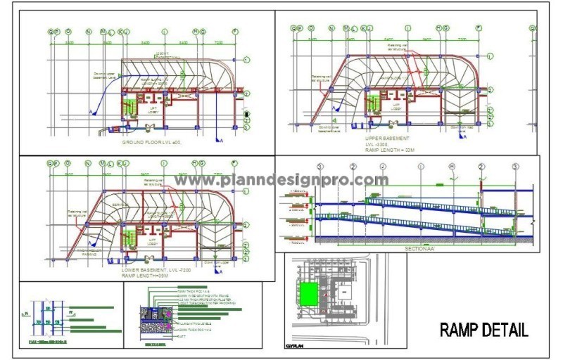 Multi-Level Ramp CAD DWG 3 Levels for Basement Parking Design