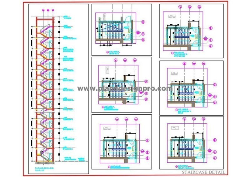 Multi-Storey Staircase Design- Free AutoCAD DWG with Floor Plans