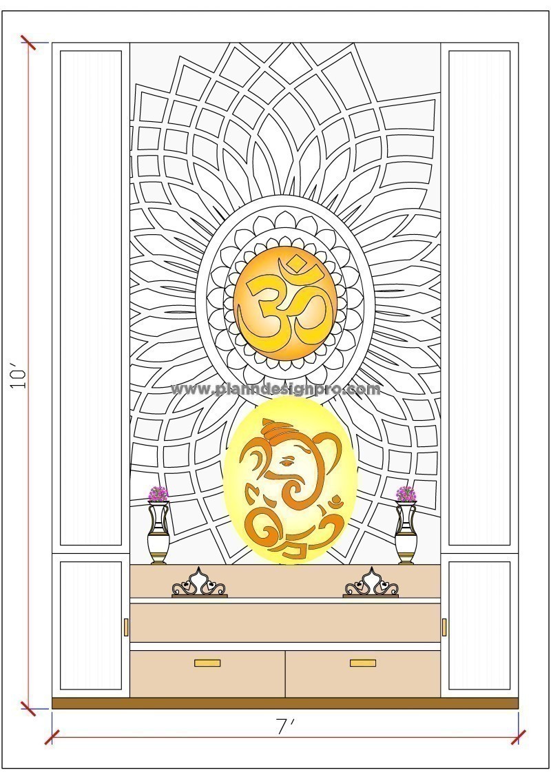 OM Design MDF Jaali Temple Elevation CAD File
