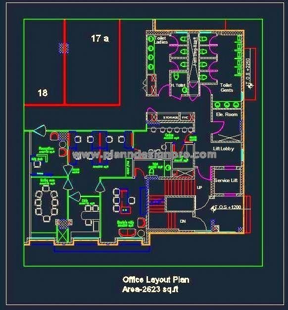 Office Design Layout DWG Reception, Meeting Rooms, Cabins