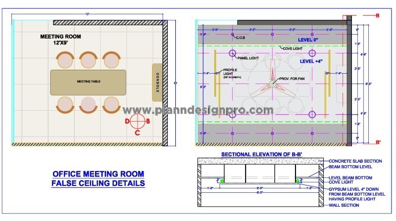 Office Meeting Room Layout & Ceiling Design CAD DWG