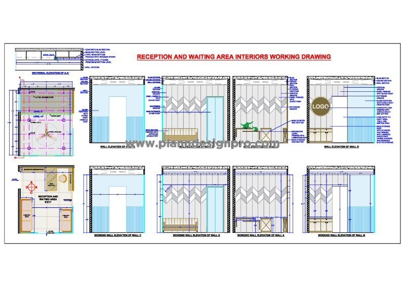 Office Reception and Waiting Area Complete CAD Drawing