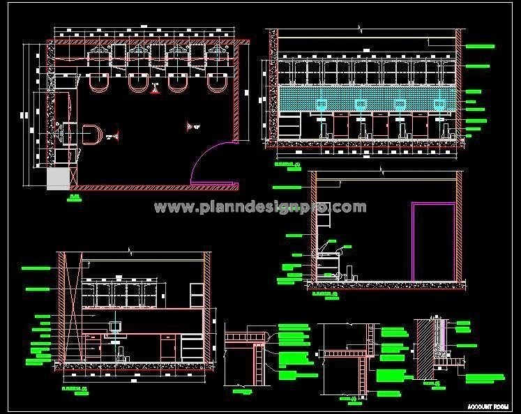 Office Room Design CAD- Executive Desk & Assistants