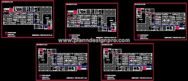 Office Space Planning & Fire Escape Plan DWG