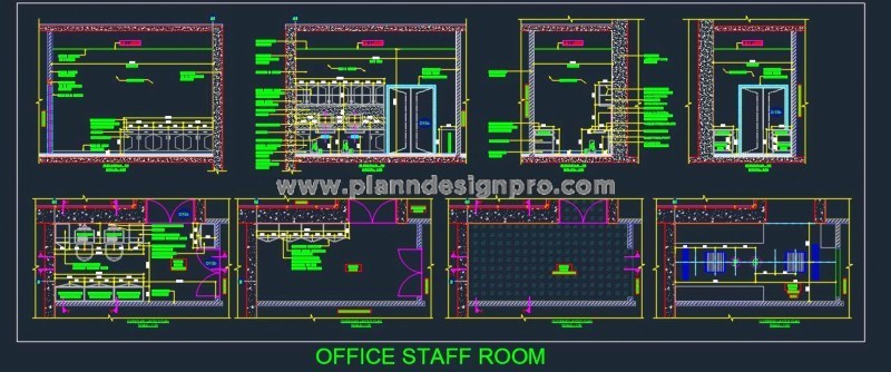 Office Staff Room DWG- Detailed Design with Desks & Storage