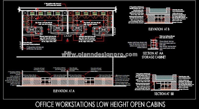Office Workstation Design with Storage - CAD Drawing