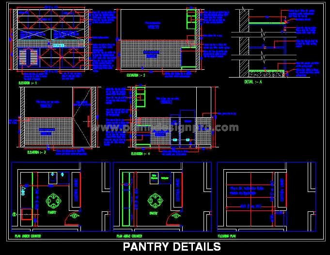 Pantry Design with Detailed Layout and Storage Plan - DWG