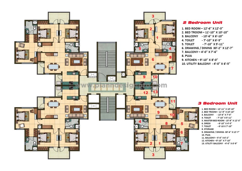 Photoshop Rendered High-Rise Apartment- 2 BHK and 3 BHK Units