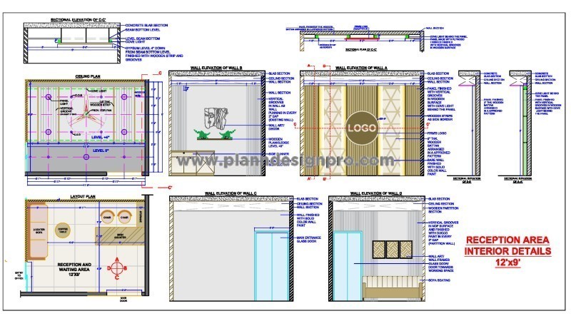 Professional Office Reception Interior AutoCAD Drawing