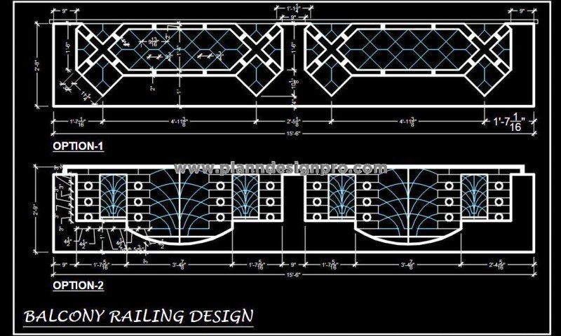 Railing Design CAD Block- Iron Bar Geometric Pattern