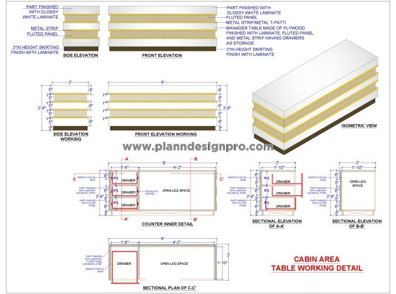 Reception Desk CAD Design Detailed DWG File