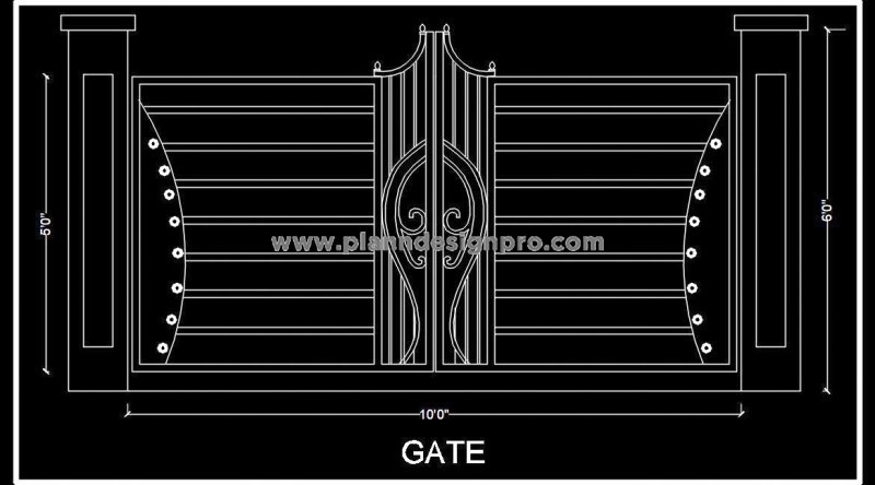 Residential Entrance Gate CAD Block - Free Download