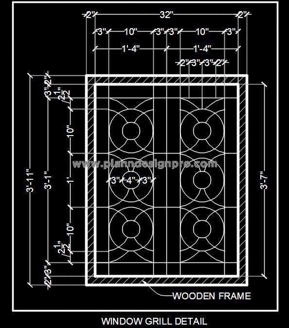 Residential Window Grill Free CAD Block