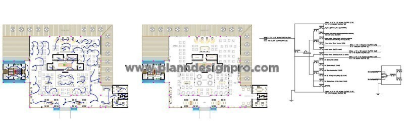 Restaurant Interior Design DWG File and Electric Layout