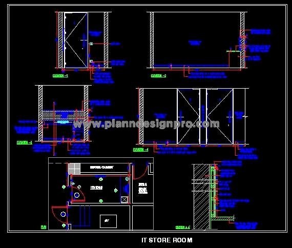 Server Room Design with Electrical Points in AutoCAD