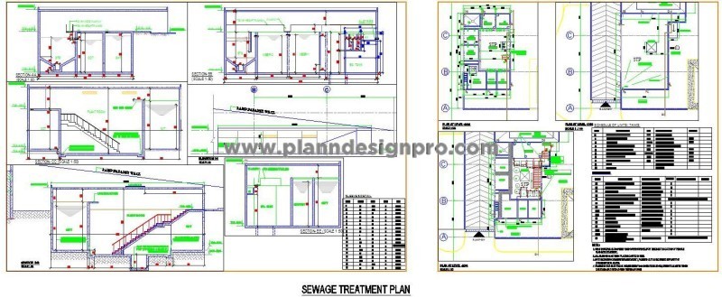 Sewage Treatment Construction CAD- Full Layout & Equipment Specs