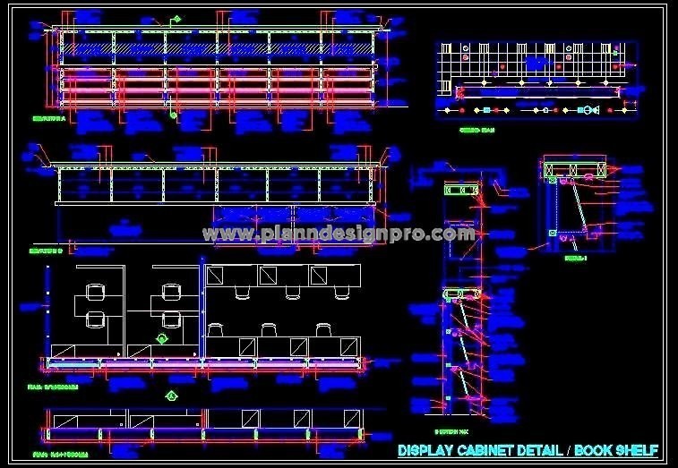 Sleek 30' Display Cabinet for Books & Artifacts- AutoCAD DWG