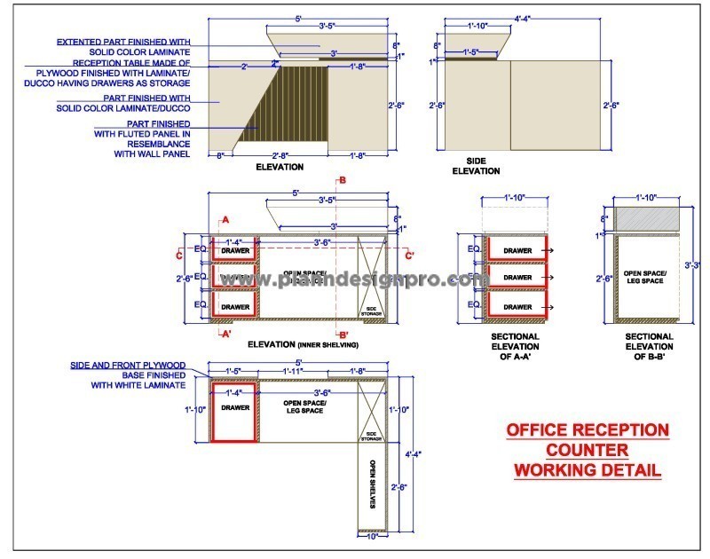 Sleek Office Reception Counter AutoCAD DWG Drawing