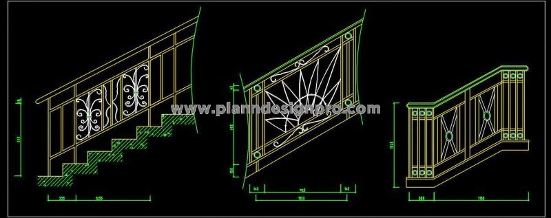 Staircase & Balcony Railing CAD Blocks - Free Download