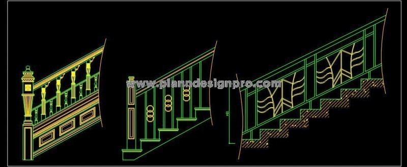Stylish Railing Designs for Stairs & Balconies- Free CAD Block