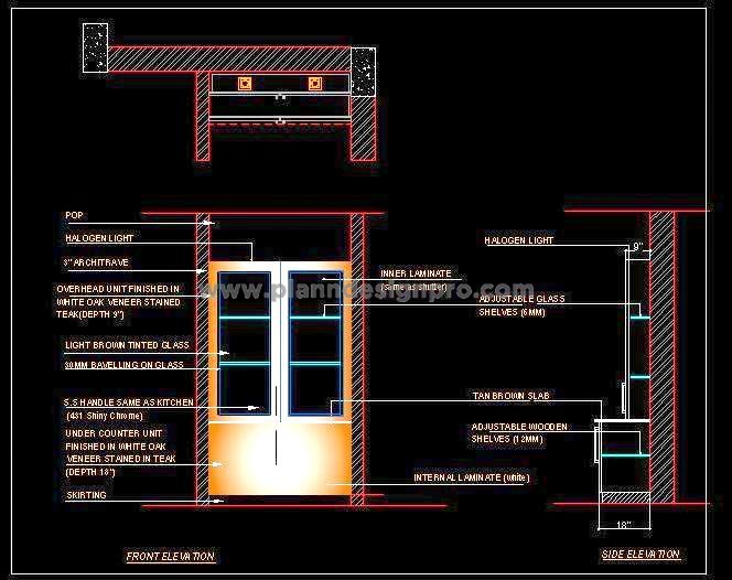 Stylish Utility Cabinet CAD Design for Crockery and Books
