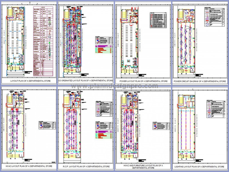 Supermarket Interior CAD with RCP, Lighting, and HVAC