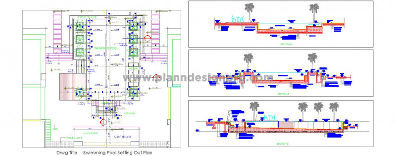 Swimming Pool CAD Design- 25'x50' with Kids Pool & Jacuzzi