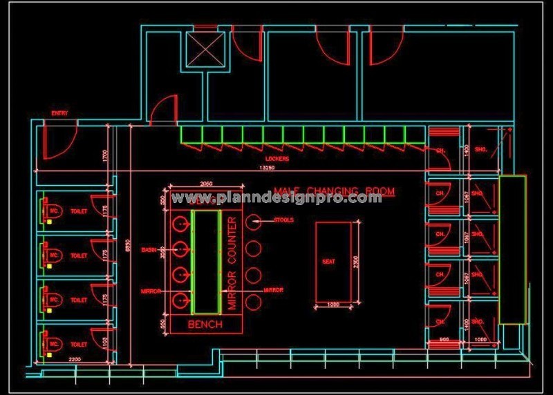 Swimming Pool Changing Room Floor Plan- Free AutoCAD DWG