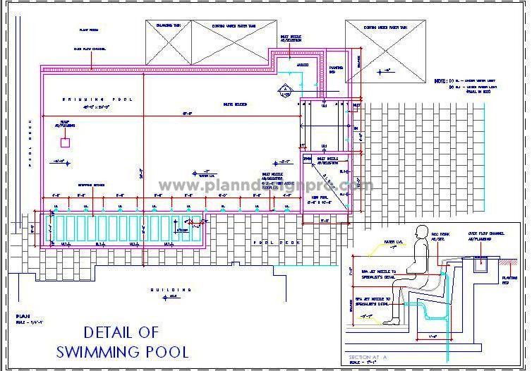 Swimming Pool Free CAD Design- Kids Pool and Jacuzzi Area