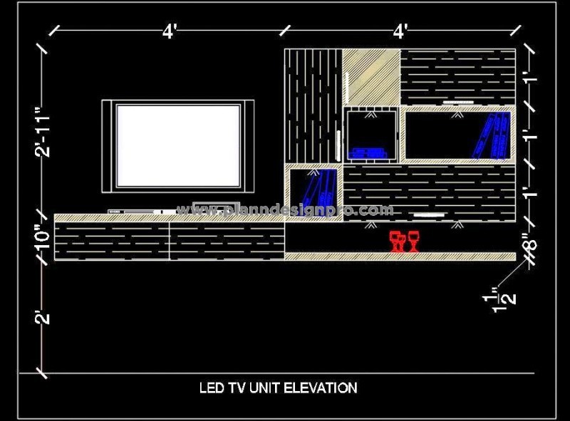 TV Unit DWG Models Free Download