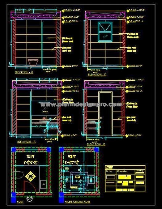Toilet CAD Drawing (6'x8') with Full Working Details