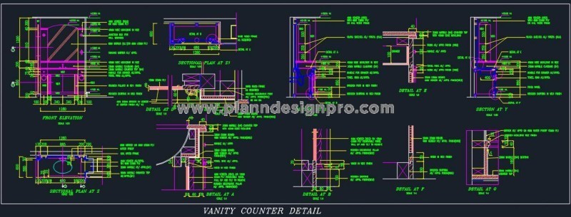 Traditional Vanity Design CAD- Carved Pillars & Wood Moldings