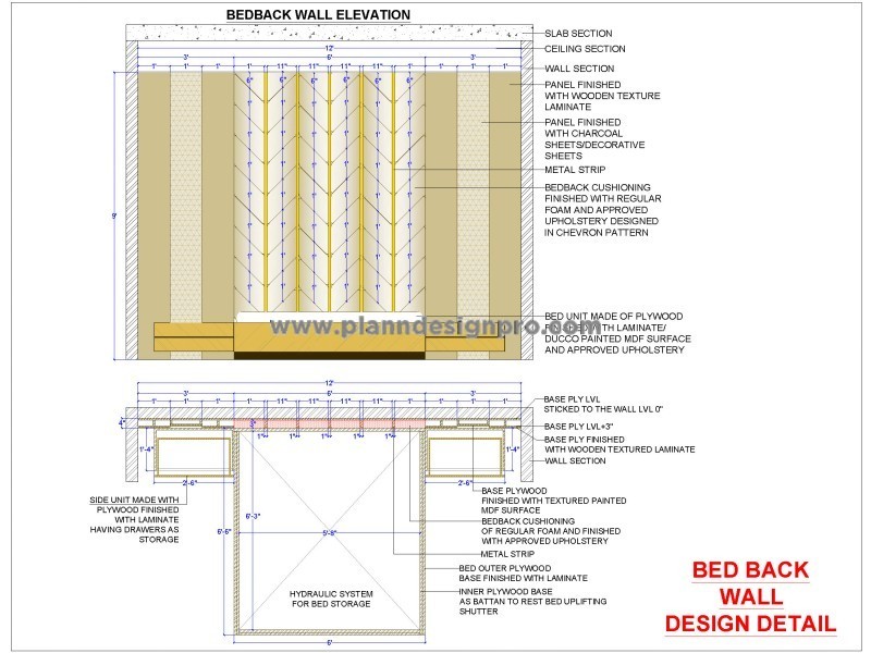 Trendy Bedback Wall Panel CAD Design