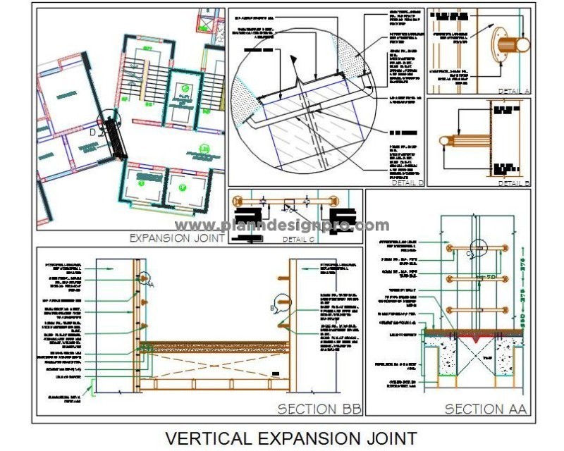 Vertical Expansion Joint CAD Detail for Multi-Story Buildings