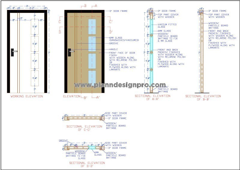 Wood and Glass Door DWG for Modern Interiors