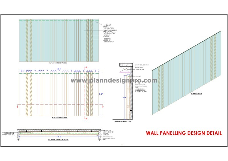 Wooden Wall Panelling CAD Detail for Accent Walls